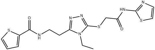 N-[2-[4-ethyl-5-[2-oxo-2-(1,3-thiazol-2-ylamino)ethyl]sulfanyl-1,2,4-triazol-3-yl]ethyl]thiophene-2-carboxamide Structural