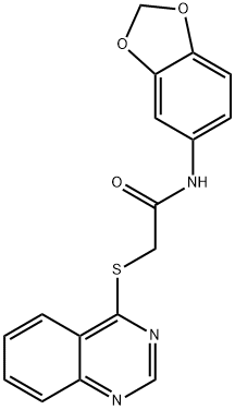 N-(benzo[d][1,3]dioxol-5-yl)-2-(quinazolin-4-ylthio)acetamide Structural
