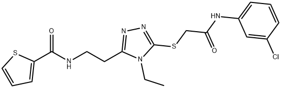 N-[2-[5-[2-(3-chloroanilino)-2-oxoethyl]sulfanyl-4-ethyl-1,2,4-triazol-3-yl]ethyl]thiophene-2-carboxamide Structural