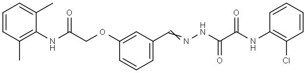 N-(2-chlorophenyl)-2-[(2E)-2-(3-{2-[(2,6-dimethylphenyl)amino]-2-oxoethoxy}benzylidene)hydrazinyl]-2-oxoacetamide Structural