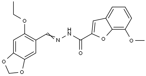 N'-[(E)-(6-ethoxy-1,3-benzodioxol-5-yl)methylidene]-7-methoxy-1-benzofuran-2-carbohydrazide Structural