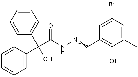 N'-[(E)-(5-bromo-2-hydroxy-3-methylphenyl)methylidene]-2-hydroxy-2,2-diphenylacetohydrazide Structural