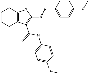 N-(4-methoxyphenyl)-2-{[(E)-(4-methoxyphenyl)methylidene]amino}-4,5,6,7-tetrahydro-1-benzothiophene-3-carboxamide Structural