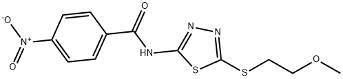 N-{5-[(2-methoxyethyl)sulfanyl]-1,3,4-thiadiazol-2-yl}-4-nitrobenzamide Structural