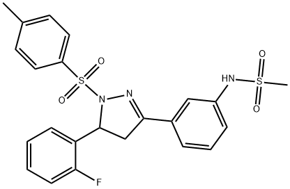 N-(3-(5-(2-fluorophenyl)-1-tosyl-4,5-dihydro-1H-pyrazol-3-yl)phenyl)methanesulfonamide Structural