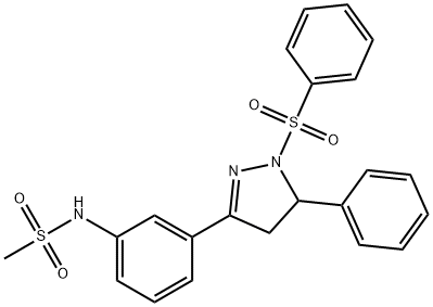 N-(3-(5-phenyl-1-(phenylsulfonyl)-4,5-dihydro-1H-pyrazol-3-yl)phenyl)methanesulfonamide Structural