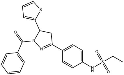 N-(4-(1-benzoyl-5-(thiophen-2-yl)-4,5-dihydro-1H-pyrazol-3-yl)phenyl)ethanesulfonamide Structural