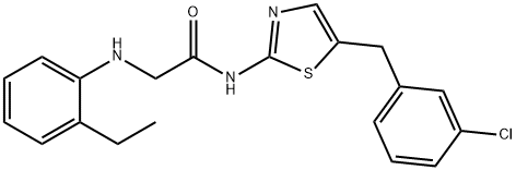 N-[5-[(3-chlorophenyl)methyl]-1,3-thiazol-2-yl]-2-(2-ethylanilino)acetamide Structural