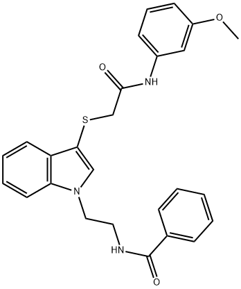 N-(2-(3-((2-((3-methoxyphenyl)amino)-2-oxoethyl)thio)-1H-indol-1-yl)ethyl)benzamide Structural
