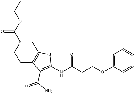 ethyl 3-carbamoyl-2-(3-phenoxypropanamido)-4,7-dihydrothieno[2,3-c]pyridine-6(5H)-carboxylate Structural