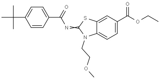 ethyl (Z)-2-((4-(tert-butyl)benzoyl)imino)-3-(2-methoxyethyl)-2,3-dihydrobenzo[d]thiazole-6-carboxylate Structural