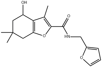 N-(furan-2-ylmethyl)-4-hydroxy-3,6,6-trimethyl-5,7-dihydro-4H-1-benzofuran-2-carboxamide Structural
