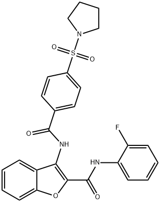 N-(2-fluorophenyl)-3-(4-(pyrrolidin-1-ylsulfonyl)benzamido)benzofuran-2-carboxamide Structural