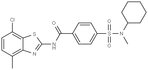 N-(7-chloro-4-methylbenzo[d]thiazol-2-yl)-4-(N-cyclohexyl-N-methylsulfamoyl)benzamide Structural