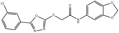 N-(1,3-benzodioxol-5-yl)-2-{[5-(3-chlorophenyl)-1,3,4-oxadiazol-2-yl]sulfanyl}acetamide Structural