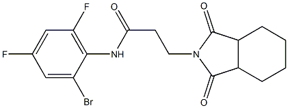 N-(2-bromo-4,6-difluorophenyl)-3-(1,3-dioxooctahydro-2H-isoindol-2-yl)propanamide Structural