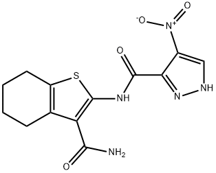 N-(3-carbamoyl-4,5,6,7-tetrahydro-1-benzothiophen-2-yl)-4-nitro-1H-pyrazole-3-carboxamide Structural
