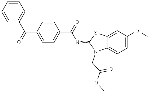 methyl (Z)-2-(2-((4-benzoylbenzoyl)imino)-6-methoxybenzo[d]thiazol-3(2H)-yl)acetate Structural