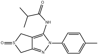 N-(5-oxido-2-(p-tolyl)-2,6-dihydro-4H-thieno[3,4-c]pyrazol-3-yl)isobutyramide Structural