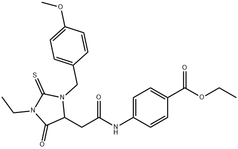 ethyl 4-({[1-ethyl-3-(4-methoxybenzyl)-5-oxo-2-thioxoimidazolidin-4-yl]acetyl}amino)benzoate Structural