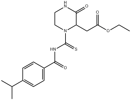 ethyl (1-{[(4-isopropylbenzoyl)amino]carbonothioyl}-3-oxo-2-piperazinyl)acetate Structural