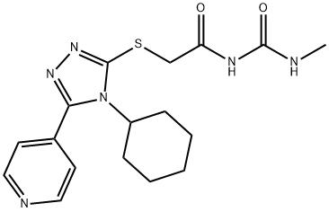 N-({[4-cyclohexyl-5-(4-pyridinyl)-4H-1,2,4-triazol-3-yl]thio}acetyl)-N'-methylurea Structural