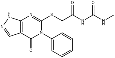 N-methyl-N'-{[(4-oxo-5-phenyl-4,5-dihydro-1H-pyrazolo[3,4-d]pyrimidin-6-yl)thio]acetyl}urea Structural