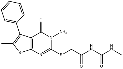 N-{[(3-amino-6-methyl-4-oxo-5-phenyl-3,4-dihydrothieno[2,3-d]pyrimidin-2-yl)sulfanyl]acetyl}-N'-methylurea Structural