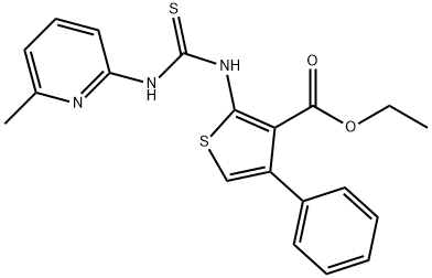ethyl 2-({[(6-methyl-2-pyridinyl)amino]carbothioyl}amino)-4-phenyl-3-thiophenecarboxylate Structural