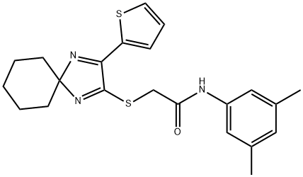 N-(3,5-dimethylphenyl)-2-[(2-thiophen-2-yl-1,4-diazaspiro[4.5]deca-1,3-dien-3-yl)sulfanyl]acetamide Structural