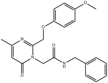 N-benzyl-2-{2-[(4-methoxyphenoxy)methyl]-4-methyl-6-oxopyrimidin-1(6H)-yl}acetamide Structural