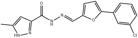 N-[(E)-[5-(3-chlorophenyl)furan-2-yl]methylideneamino]-5-methyl-1H-pyrazole-3-carboxamide Structural