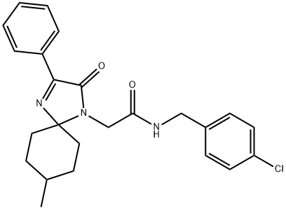 N-(4-chlorobenzyl)-2-(8-methyl-2-oxo-3-phenyl-1,4-diazaspiro[4.5]dec-3-en-1-yl)acetamide Structural