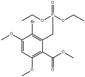 methyl 3-bromo-2-((diethoxyphosphoryl)methyl)-4,6-dimethoxybenzoate Structural