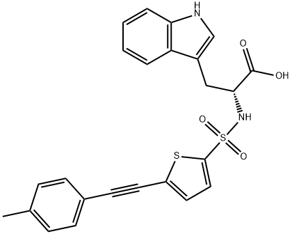 (R)-3-(1H-Indol-3-yl)-2-(5-(p-tolylethynyl)thiophene-2-sulfonamido)propanoic acid Structural