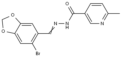 N'-[(Z)-(6-bromo-1,3-benzodioxol-5-yl)methylidene]-6-methylpyridine-3-carbohydrazide Structural