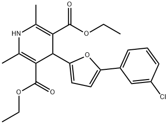 diethyl 4-(5-(3-chlorophenyl)furan-2-yl)-2,6-dimethyl-1,4-dihydropyridine-3,5-dicarboxylate Structural