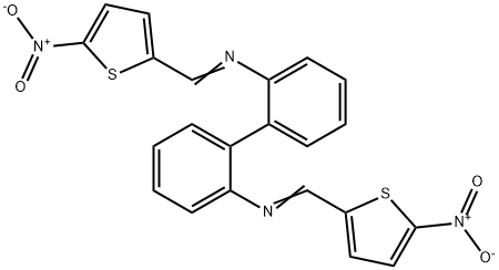 N,N'-bis[(5-nitro-2-thienyl)methylene]-2,2'-biphenyldiamine Structural