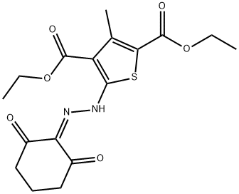 diethyl 5-(2-(2,6-dioxocyclohexylidene)hydrazinyl)-3-methylthiophene-2,4-dicarboxylate Structural