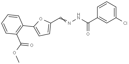 methyl 2-{5-[(E)-{2-[(3-chlorophenyl)carbonyl]hydrazinylidene}methyl]furan-2-yl}benzoate Structural