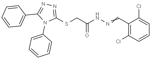 N-[(E)-(2,6-dichlorophenyl)methylideneamino]-2-[(4,5-diphenyl-1,2,4-triazol-3-yl)sulfanyl]acetamide Structural