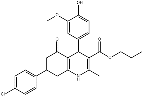 propyl 7-(4-chlorophenyl)-4-(4-hydroxy-3-methoxyphenyl)-2-methyl-5-oxo-1,4,5,6,7,8-hexahydroquinoline-3-carboxylate Structural