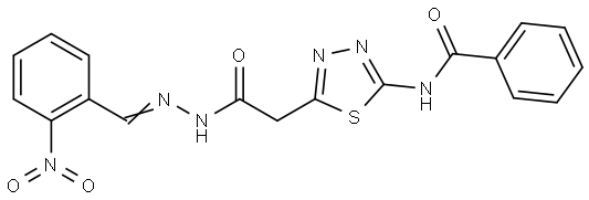 N-(5-{2-[(2E)-2-(2-nitrobenzylidene)hydrazinyl]-2-oxoethyl}-1,3,4-thiadiazol-2-yl)benzamide Structural