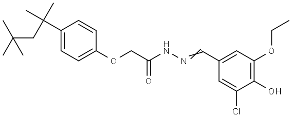 N'-[(E)-(3-chloro-5-ethoxy-4-hydroxyphenyl)methylidene]-2-[4-(2,4,4-trimethylpentan-2-yl)phenoxy]acetohydrazide Structural