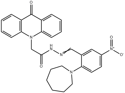 N'-{2-(1-azepanyl)-5-nitrobenzylidene}-2-(9-oxo-10(9H)-acridinyl)acetohydrazide Structural