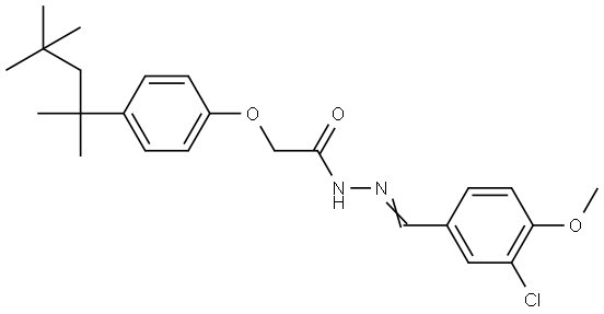 N'-[(E)-(3-chloro-4-methoxyphenyl)methylidene]-2-[4-(2,4,4-trimethylpentan-2-yl)phenoxy]acetohydrazide Structural