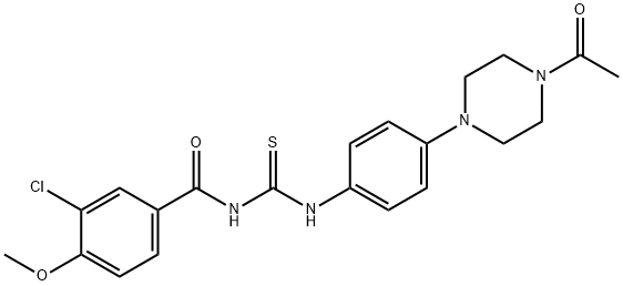 N-[4-(4-acetylpiperazin-1-yl)phenyl]-N'-(3-chloro-4-methoxybenzoyl)thiourea Structural