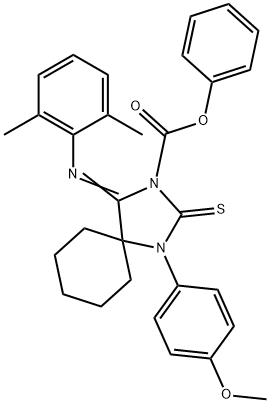 phenyl 4-[(2,6-dimethylphenyl)imino]-1-(4-methoxyphenyl)-2-thioxo-1,3-diazaspiro[4.5]decane-3-carboxylate Structural
