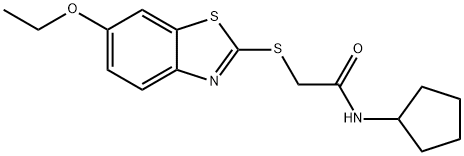 N-cyclopentyl-2-[(6-ethoxy-1,3-benzothiazol-2-yl)sulfanyl]acetamide Structural