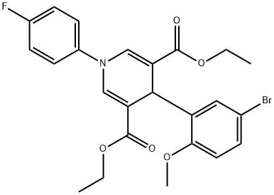 diethyl 4-(5-bromo-2-methoxyphenyl)-1-(4-fluorophenyl)-1,4-dihydropyridine-3,5-dicarboxylate Structural